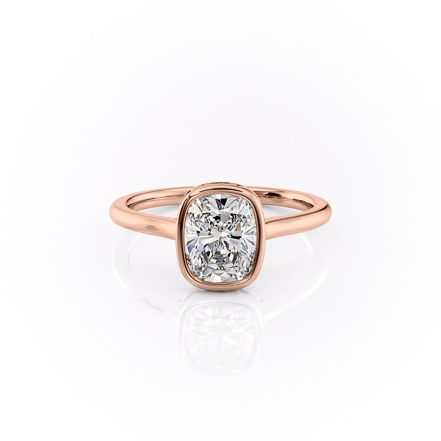 The Luna — Elongated Cushion Lab Diamond Bezel Secret Halo Ring
