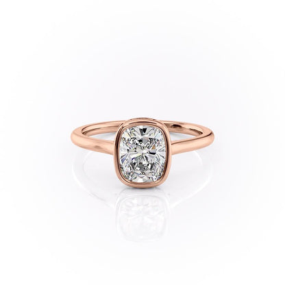 The Luna — Elongated Cushion Lab Diamond Bezel Secret Halo Ring