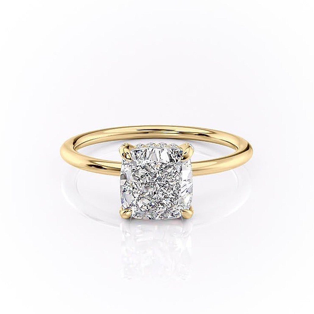 The Aurora — Cushion Lab Diamond Secret Halo Engagement Ring