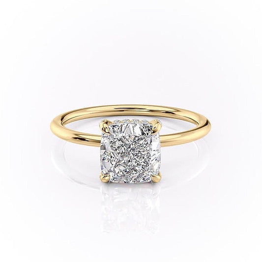 The Aurora — Cushion Lab Diamond Secret Halo Engagement Ring
