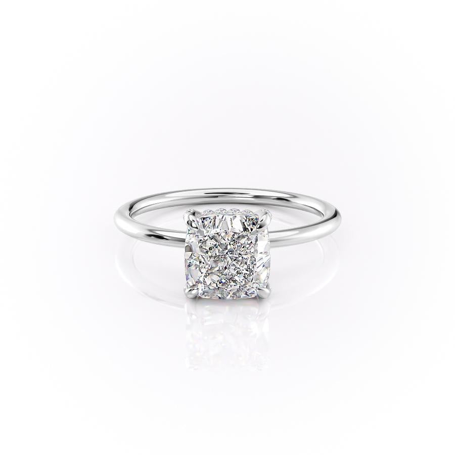 The Aurora — Cushion Lab Diamond Secret Halo Engagement Ring