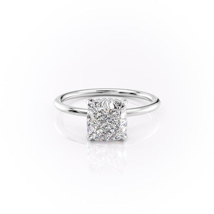 The Aurora — Cushion Lab Diamond Secret Halo Engagement Ring