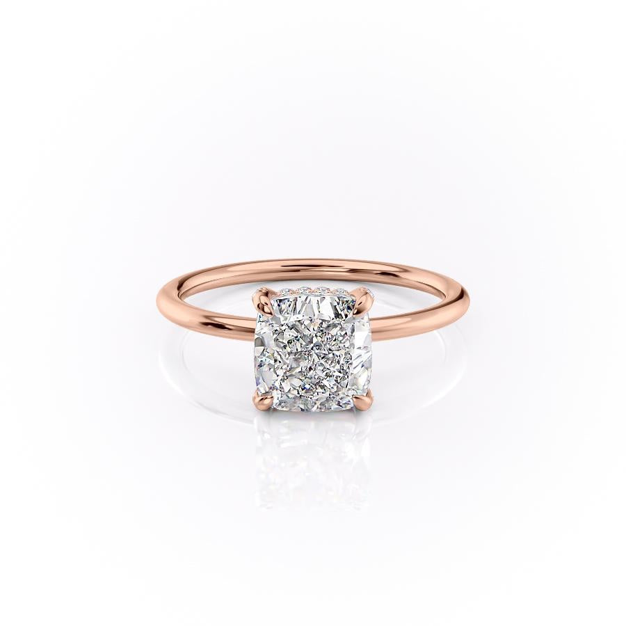 The Aurora — Cushion Lab Diamond Secret Halo Engagement Ring