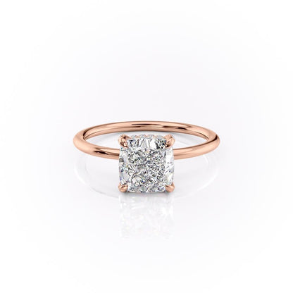 The Aurora — Cushion Lab Diamond Secret Halo Engagement Ring