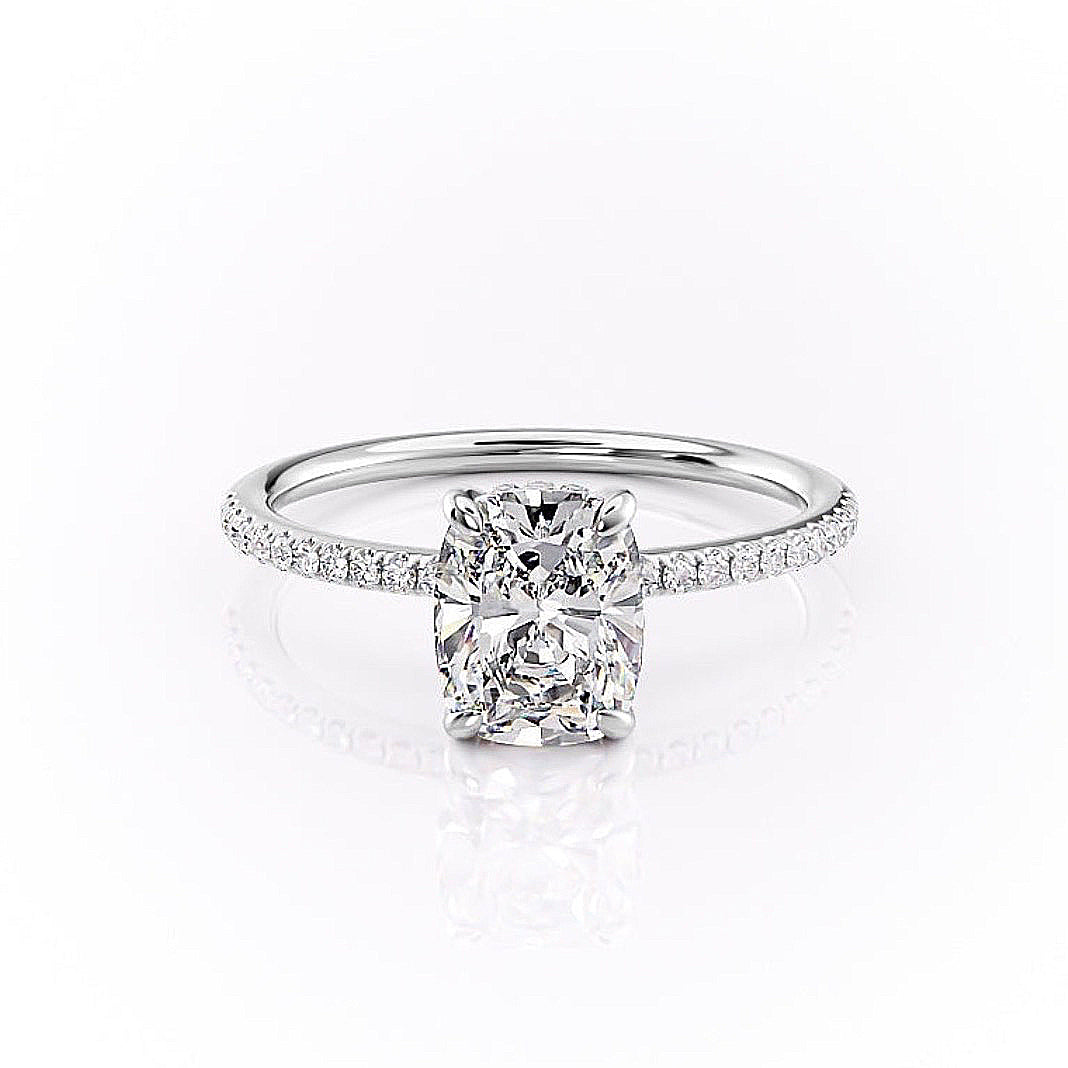 The Luna — Elongated Cushion Lab Diamond Secret Halo Ring III