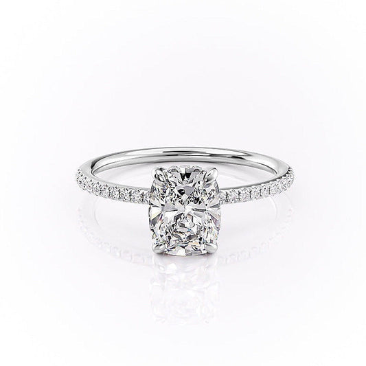 The Luna — Elongated Cushion Lab Diamond Secret Halo Ring III