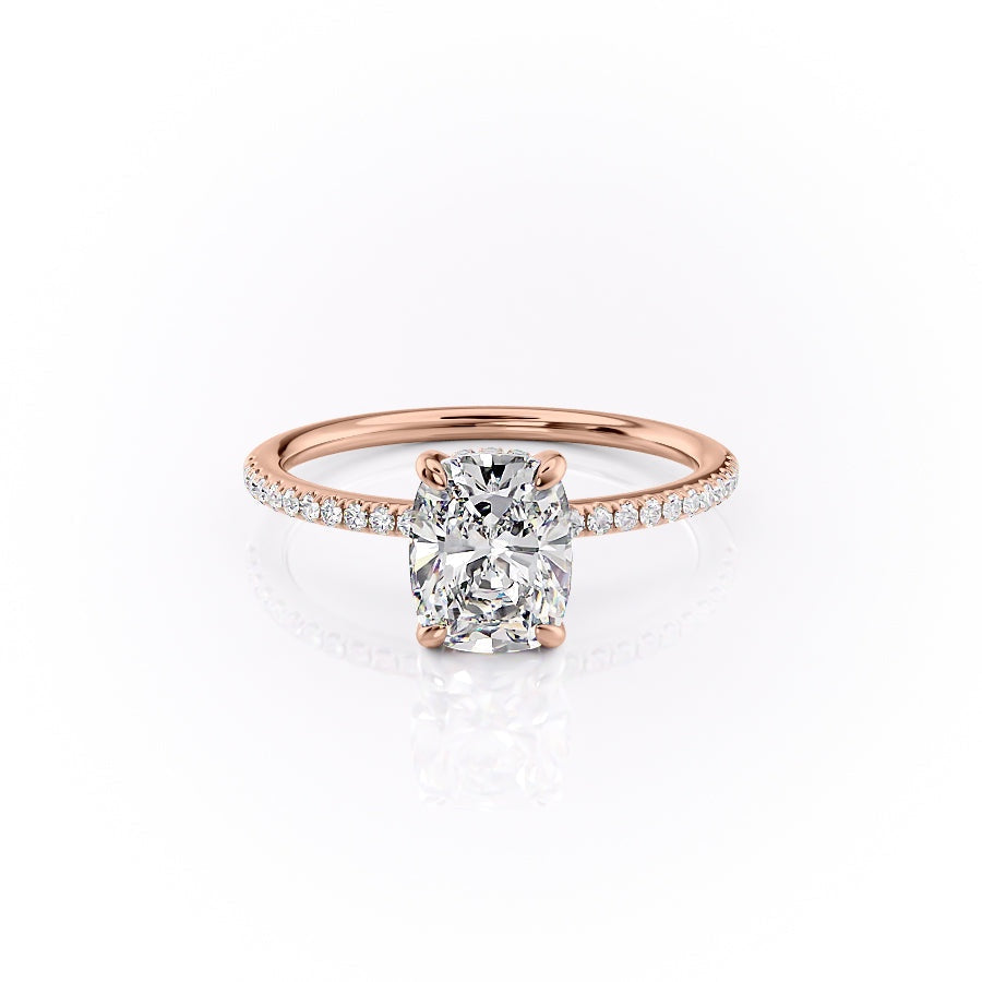 The Luna — Elongated Cushion Lab Diamond Secret Halo Ring III