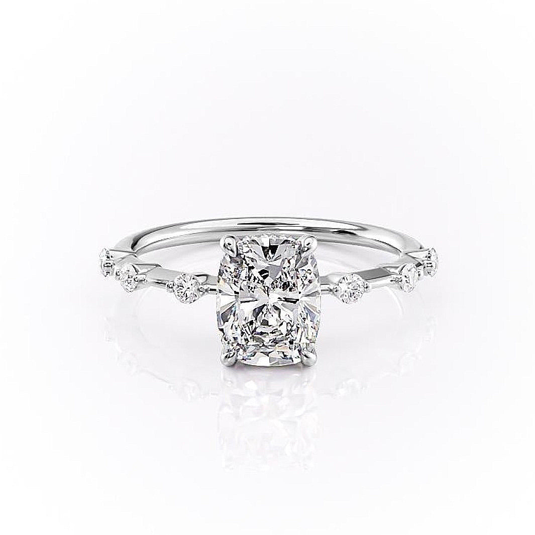 The Luna — Elongated Cushion Lab Diamond Side-Stone Ring IV