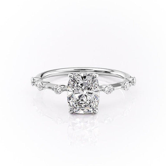 The Luna — Elongated Cushion Lab Diamond Side-Stone Ring IV