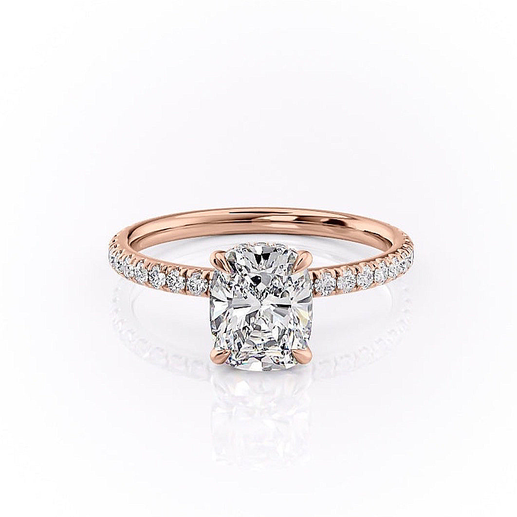The Luna — Elongated Cushion Lab Diamond Secret Halo Ring II