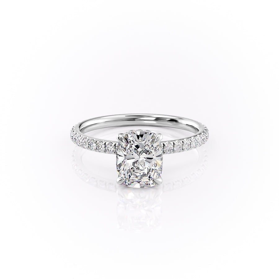 The Luna — Elongated Cushion Lab Diamond Secret Halo Ring II