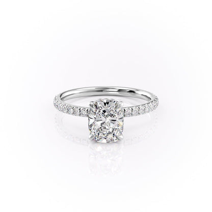 The Luna — Elongated Cushion Lab Diamond Secret Halo Ring II