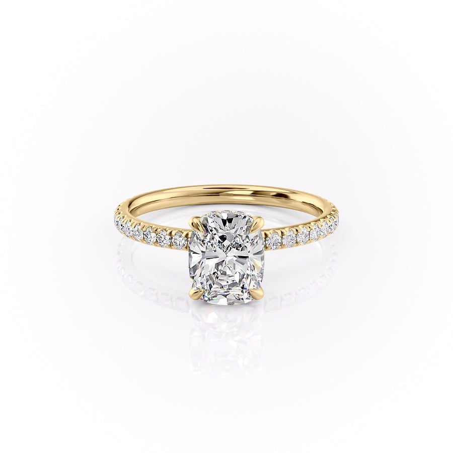 The Luna — Elongated Cushion Lab Diamond Secret Halo Ring II