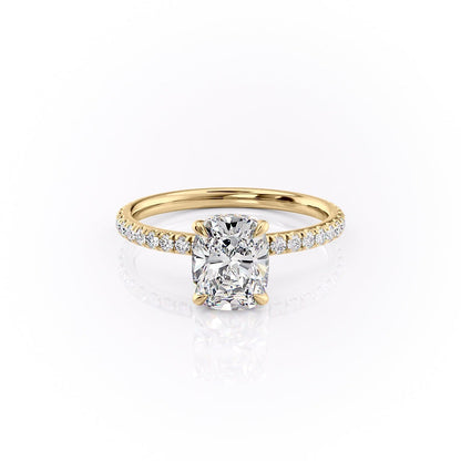The Luna — Elongated Cushion Lab Diamond Secret Halo Ring II