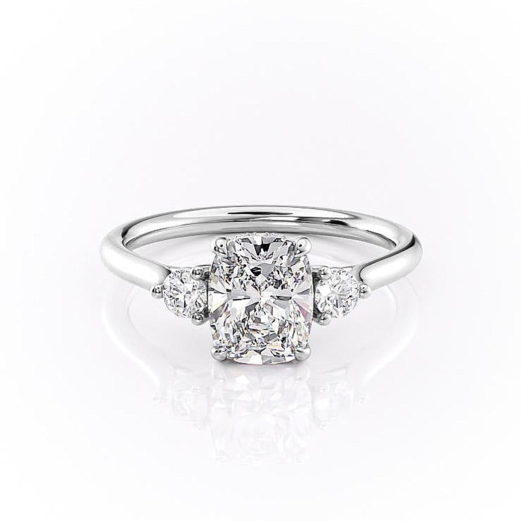 The Luna — Elongated Cushion Lab Diamond 3-Stone Ring