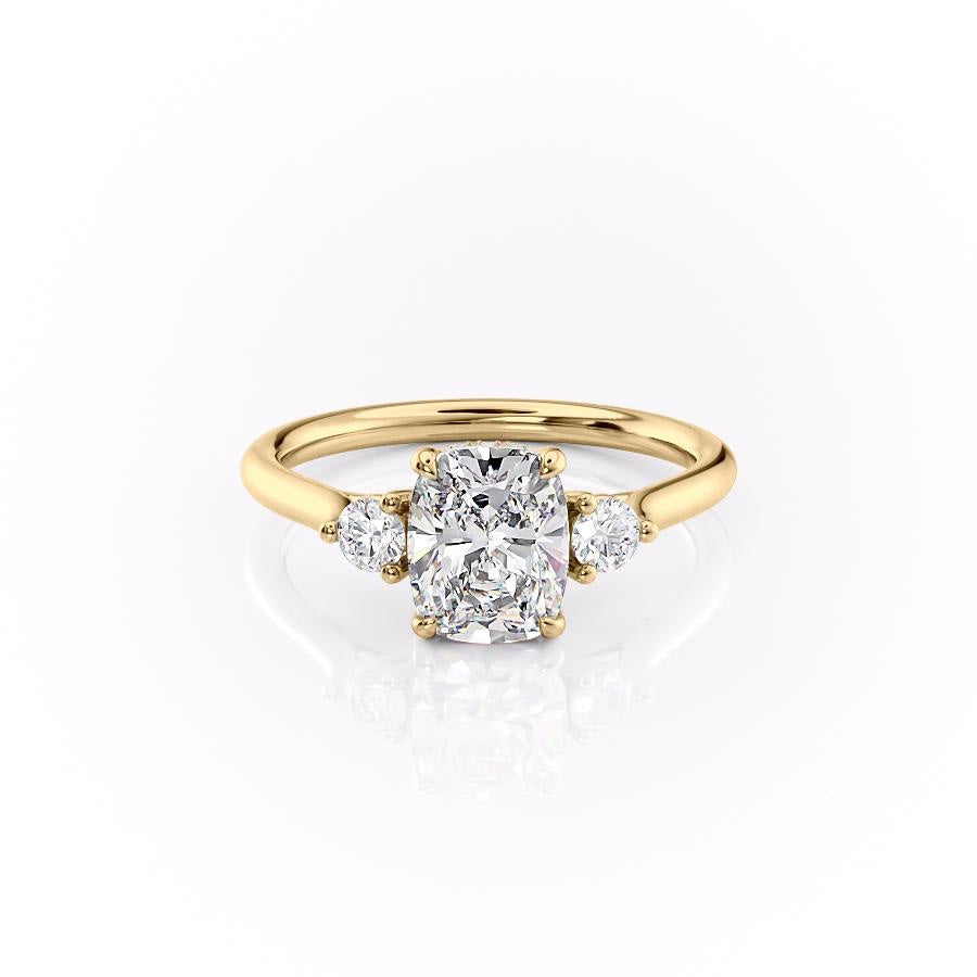 The Luna — Elongated Cushion Lab Diamond 3-Stone Ring