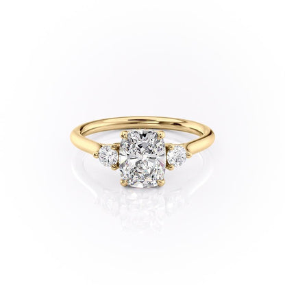 The Luna — Elongated Cushion Lab Diamond 3-Stone Ring