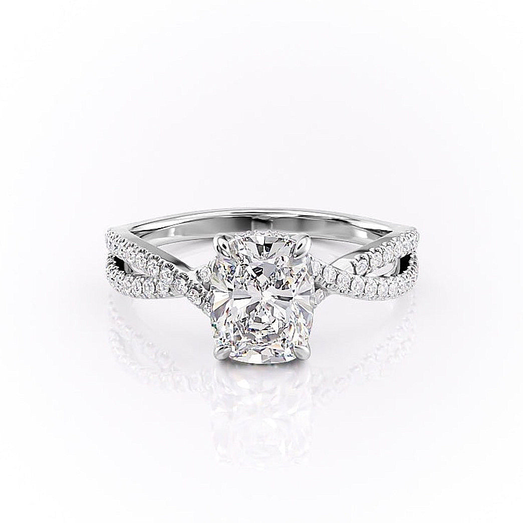 The Luna — Elongated Cushion Lab Diamond Side-Stone Ring III