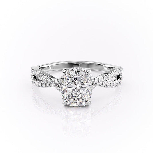 The Luna — Elongated Cushion Lab Diamond Side-Stone Ring III