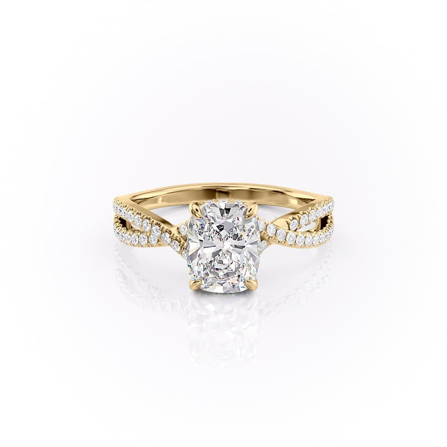 The Luna — Elongated Cushion Lab Diamond Side-Stone Ring III