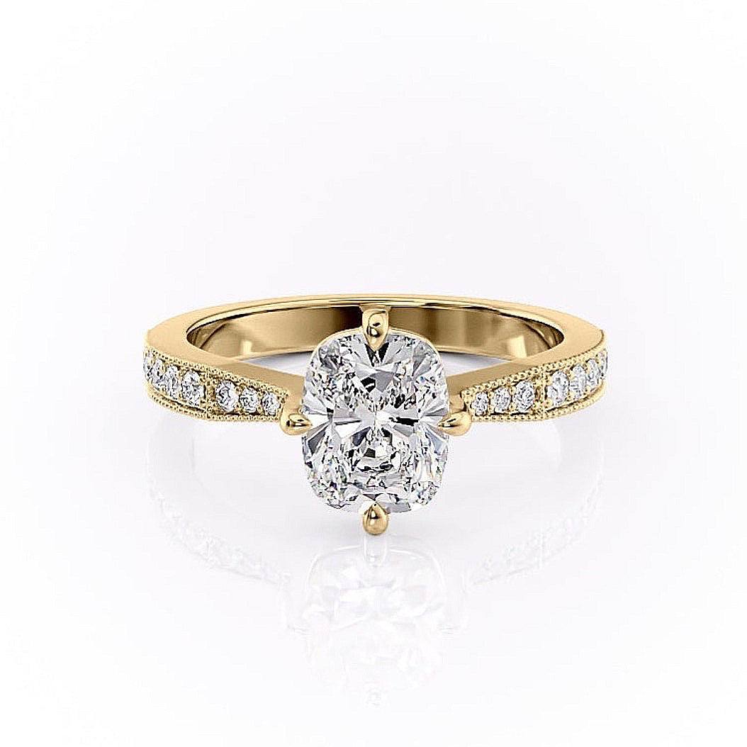 The Luna — Elongated Cushion Lab Diamond Side-Stone Ring