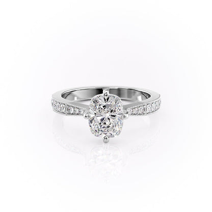 The Luna — Elongated Cushion Lab Diamond Side-Stone Ring