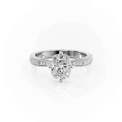 The Luna — Elongated Cushion Lab Diamond Side-Stone Ring