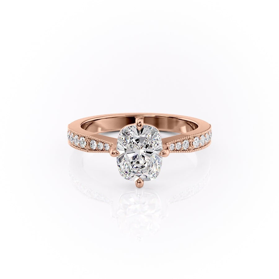 The Luna — Elongated Cushion Lab Diamond Side-Stone Ring