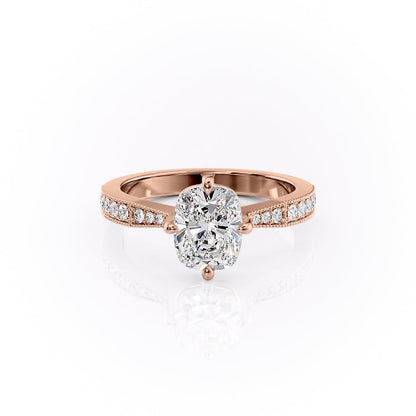 The Luna — Elongated Cushion Lab Diamond Side-Stone Ring
