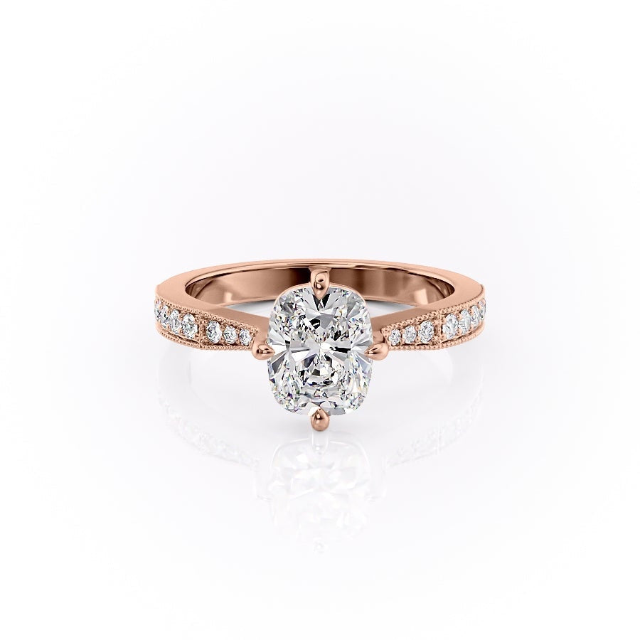 The Luna — Elongated Cushion Lab Diamond Side-Stone Ring