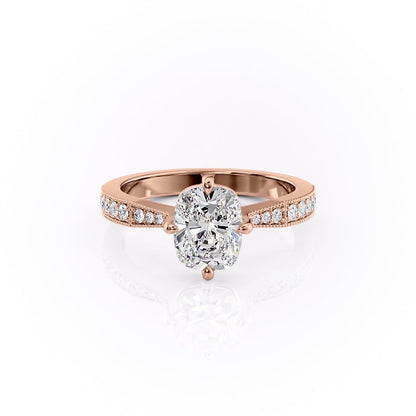 The Luna — Elongated Cushion Lab Diamond Side-Stone Ring