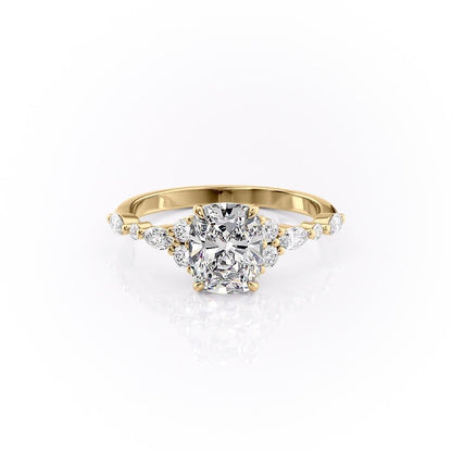 The Luna — Elongated Cushion Lab Diamond Vintage Pavé Shoulder Ring