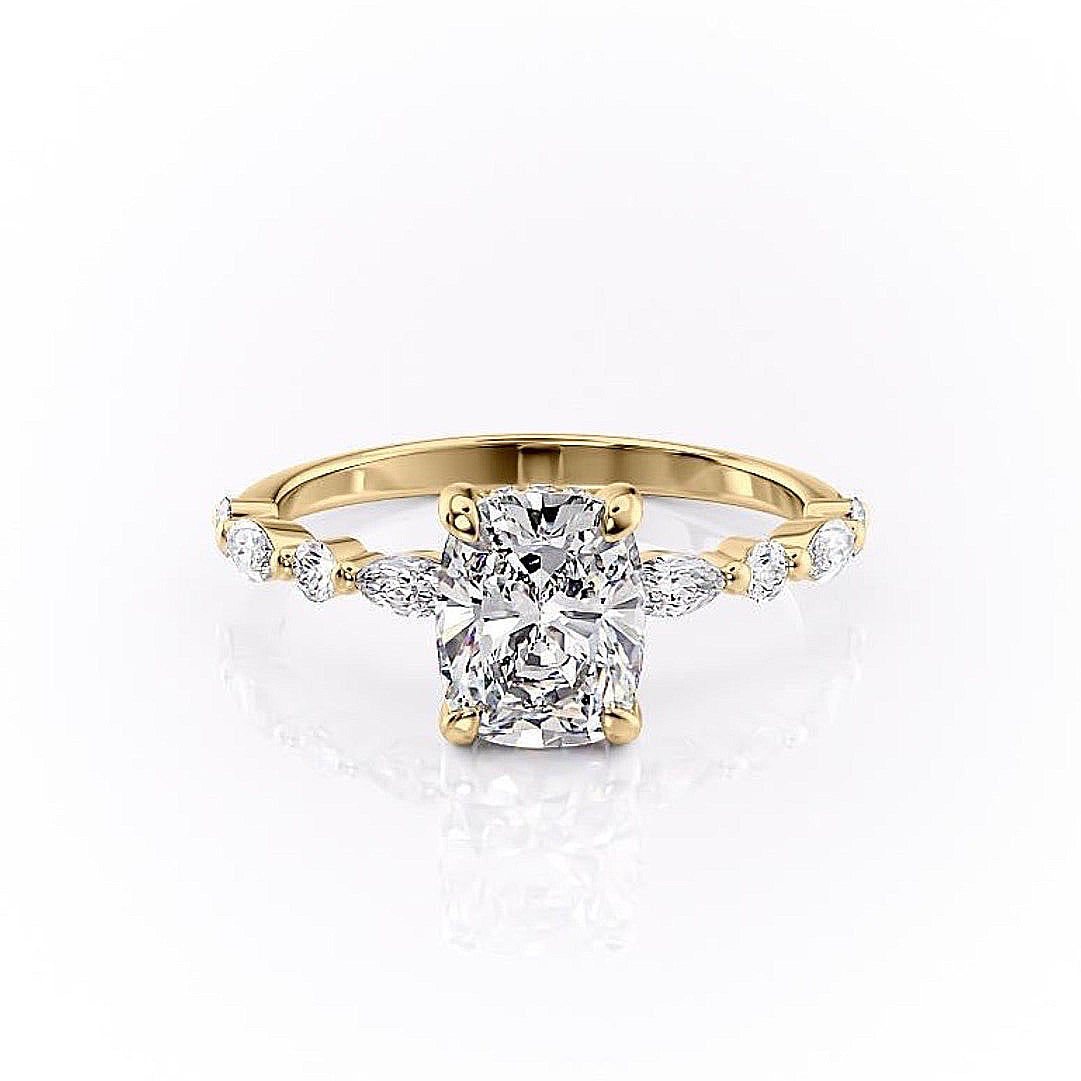The Luna — Elongated Cushion Lab Diamond Secret Halo Ring
