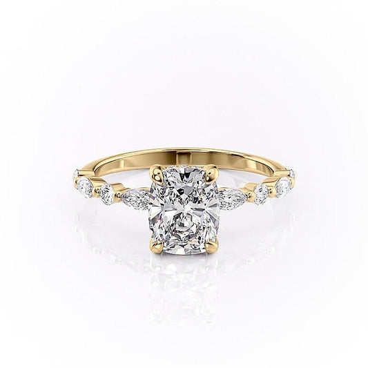 The Luna — Elongated Cushion Lab Diamond Secret Halo Ring