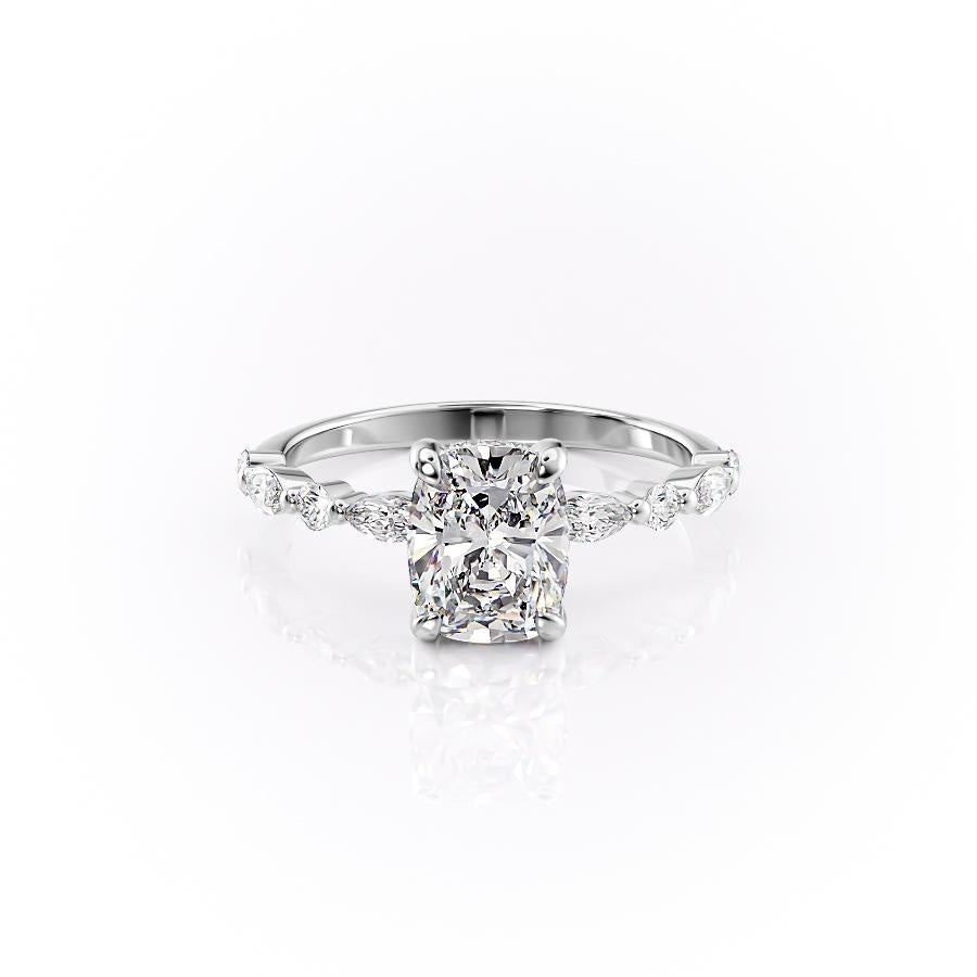 The Luna — Elongated Cushion Lab Diamond Secret Halo Ring