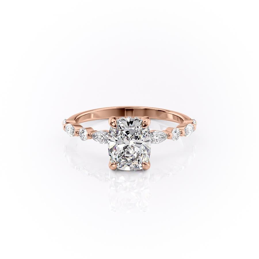 The Luna — Elongated Cushion Lab Diamond Secret Halo Ring