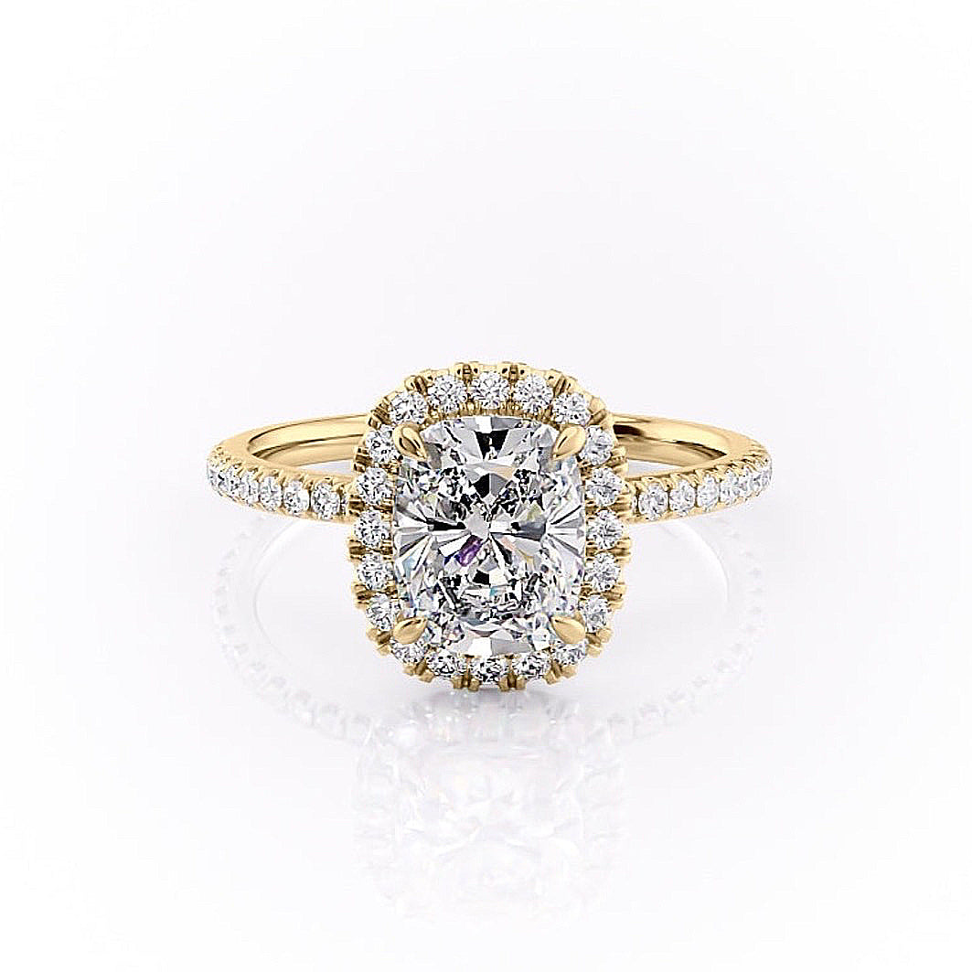 The Luna — Elongated Cushion Lab Diamond Halo Ring