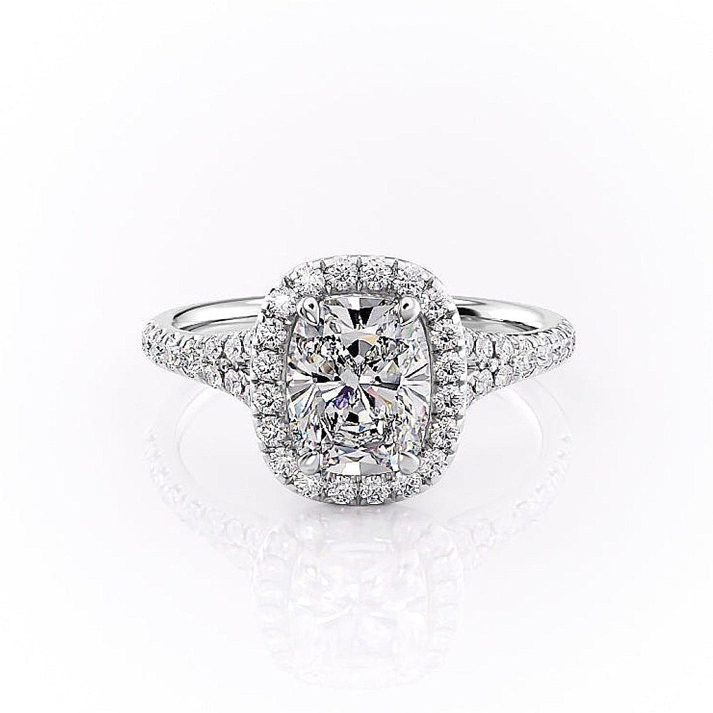 The Luna — Elongated Cushion Lab Diamond Split-Shank Halo Ring