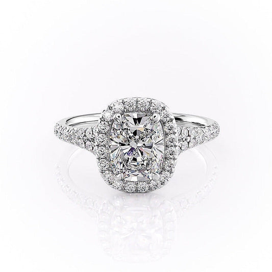 The Luna — Elongated Cushion Lab Diamond Split-Shank Halo Ring