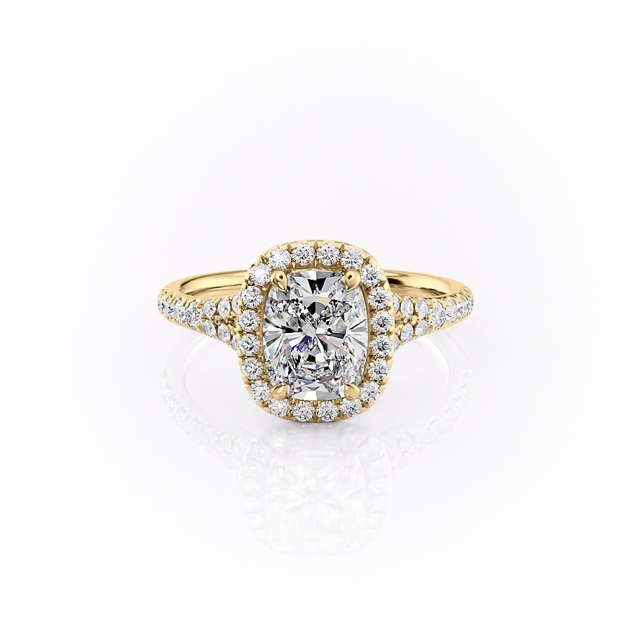 The Luna — Elongated Cushion Lab Diamond Split-Shank Halo Ring
