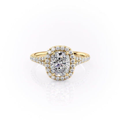 The Luna — Elongated Cushion Lab Diamond Split-Shank Halo Ring