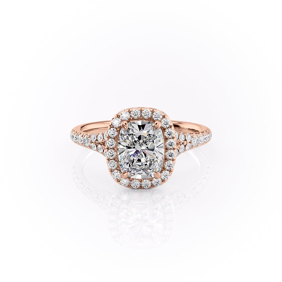 The Luna — Elongated Cushion Lab Diamond Split-Shank Halo Ring