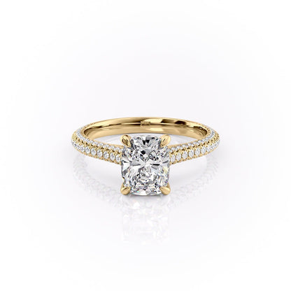 The Luna — Elongated Cushion Lab Diamond Pavé Shoulder Ring