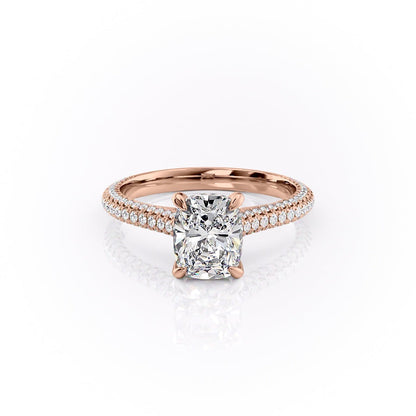 The Luna — Elongated Cushion Lab Diamond Pavé Shoulder Ring