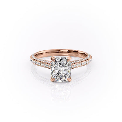 The Luna — Elongated Cushion Lab Diamond Pavé Shoulder Ring