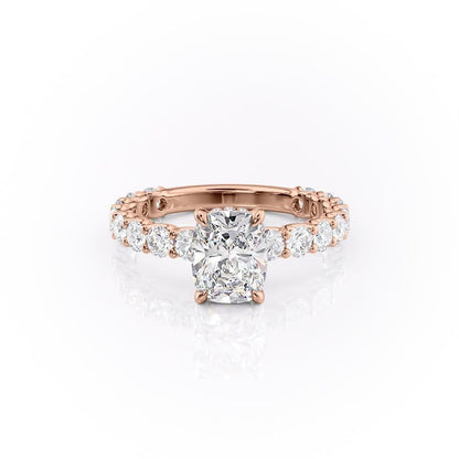 The Luna — Elongated Cushion Lab Diamond Pavé Shoulder Secret Halo Ring