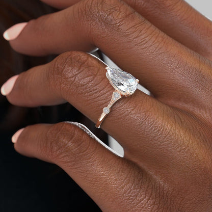 The Grace — Pear Lab Diamond Vintage Engagement Ring