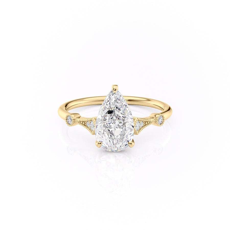 The Grace — Pear Lab Diamond Vintage Engagement Ring