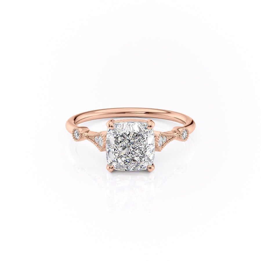 The Grace — Cushion Lab Diamond Vintage Engagement Ring