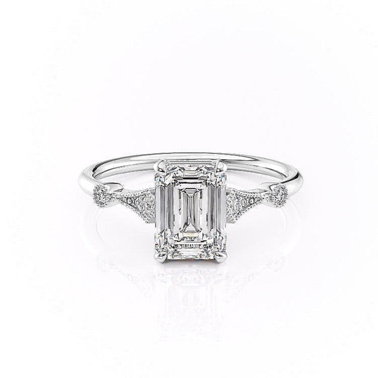 The Grace — Emerald Lab Diamond Vintage Engagement Ring